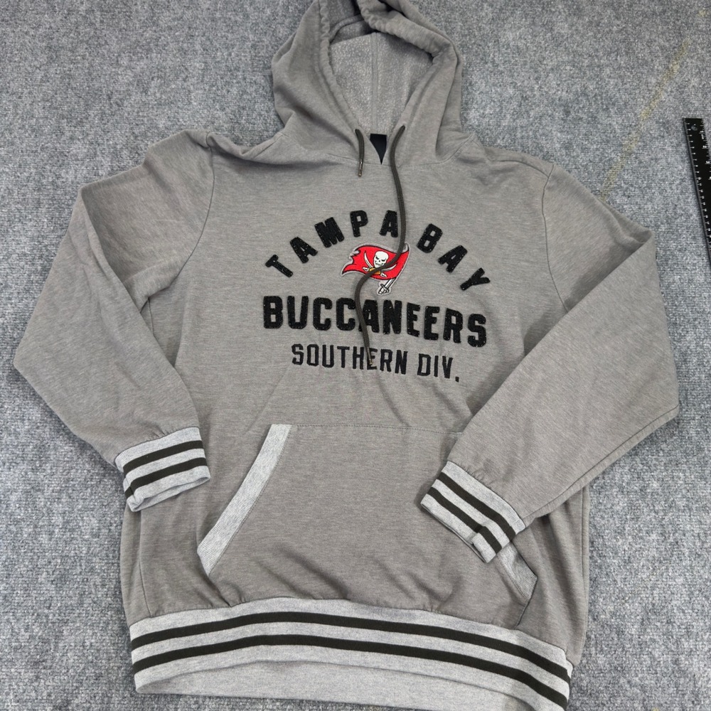NFL Team Apparel Tampa Bay Buccaneers Southern Div Hoodie Gray Size L